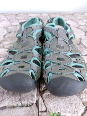 Earth Spirit Midway Women's Sport Sandals Grey Aqua Closed Toe Size 8 EUR 39